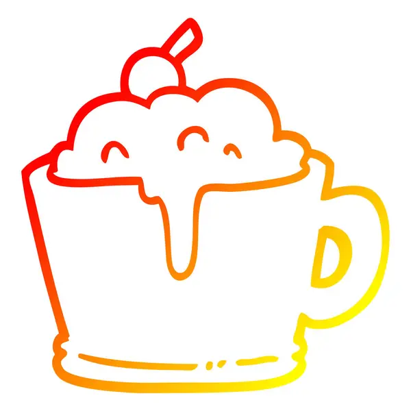 Warme kleurovergang lijntekening cartoon fancy mokka koffie — Stockvector