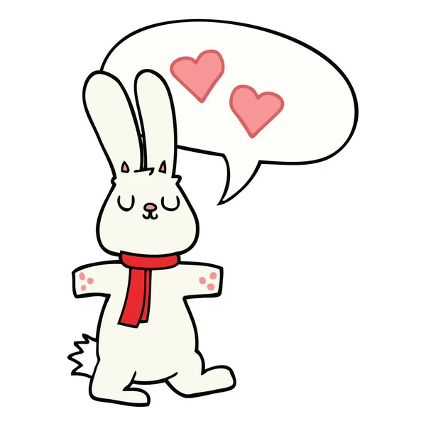 卡通兔子在爱和语音泡沫 — 图库矢量图片