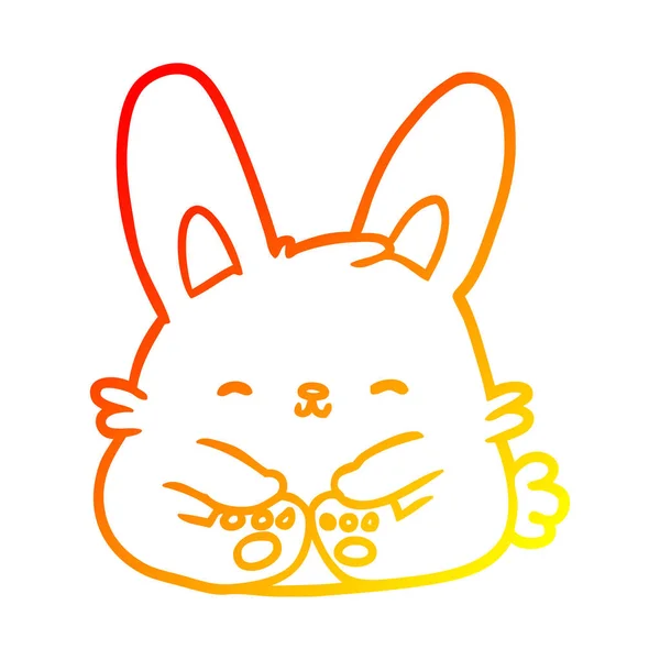 Chaud gradient ligne dessin mignon lapin — Image vectorielle