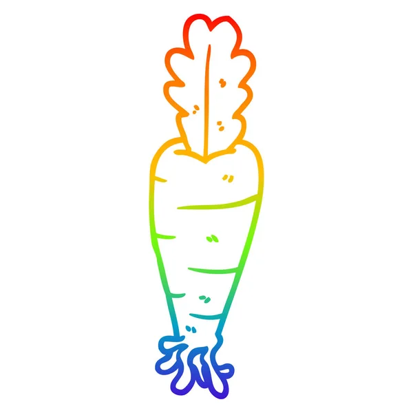 Rainbow gradient line drawing cartoon carrot — Stock Vector