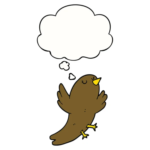 Oiseau de dessin animé et bulle de pensée — Image vectorielle