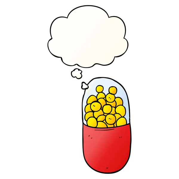 Pilule de dessin animé et bulle de pensée en style dégradé lisse — Image vectorielle