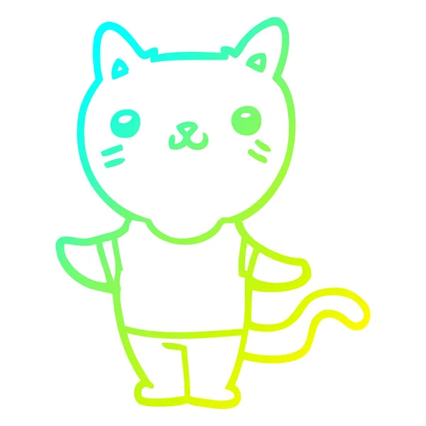 Froid dégradé ligne dessin dessin chat dessin animé — Image vectorielle