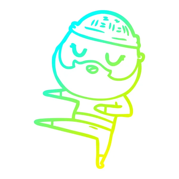 ひげダンスで漫画の男を描く冷たいグラデーションライン — ストックベクタ