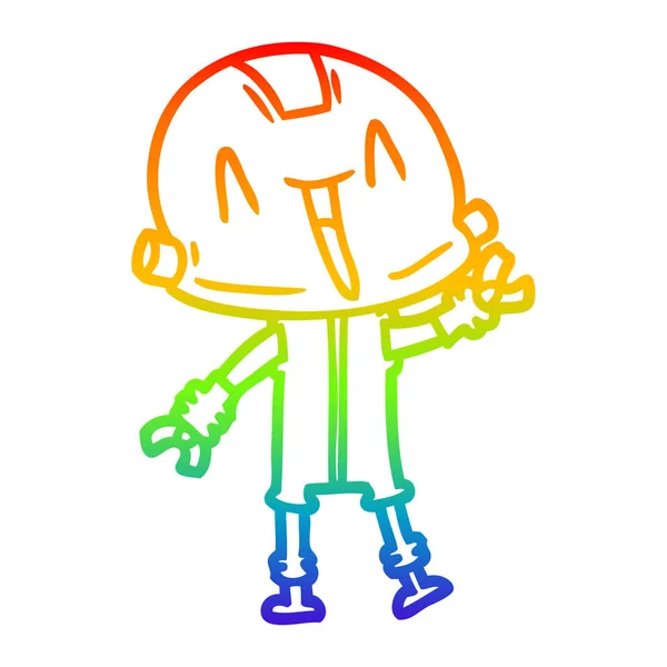 Arco iris gradiente línea dibujo dibujos animados robot — Archivo Imágenes Vectoriales