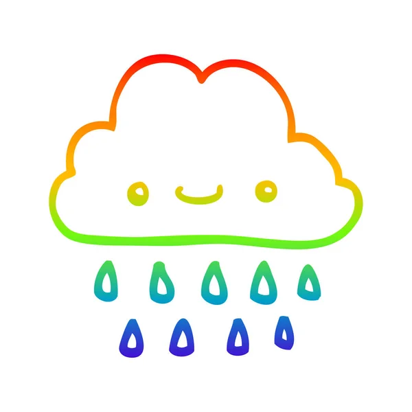 Arco iris gradiente línea dibujo dibujos animados tormenta nube — Vector de stock