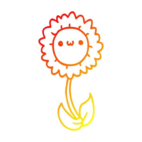Warm gradient line drawing cartoon flower — Stock Vector