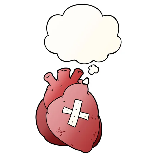 Καρτούν καρδιά και φούσκα σκέψης σε ομαλή στυλ διαβάθμισης — Διανυσματικό Αρχείο