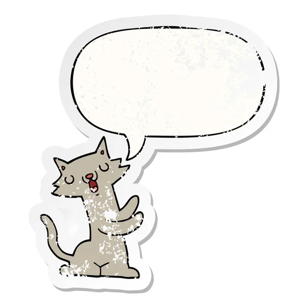 卡通猫和语音泡沫苦恼贴纸 — 图库矢量图片