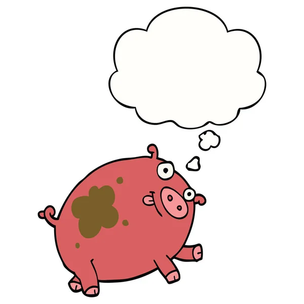 Cartoon pig and thought bubble — Stock Vector