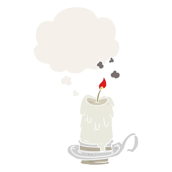 Cartoon spooky candle and thought bubble in retro style — Stock Vector