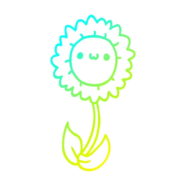 Línea de gradiente frío dibujo de dibujos animados flor — Vector de stock