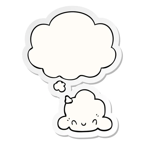 Cartoon cloud and thought bubble as a printed sticker — Stock Vector