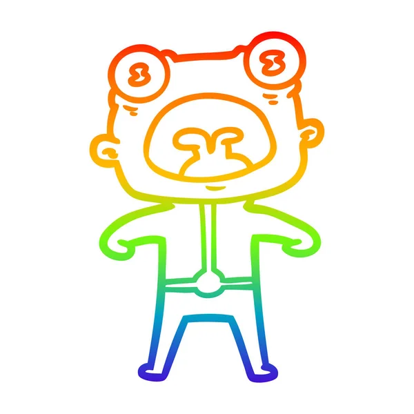 Regenboog gradiënt lijntekening cartoon rare Alien schreeuwen — Stockvector