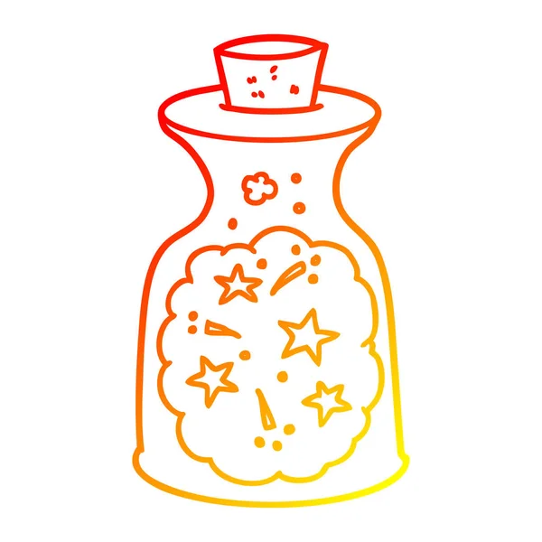 Warm gradient line drawing cartoon magic potion — Stock Vector