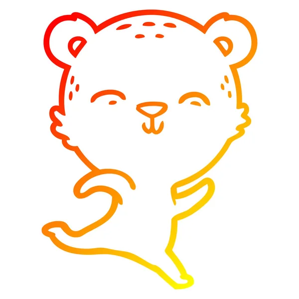 Meleg színátmenet vonal rajz boldog rajzfilm medve — Stock Vector