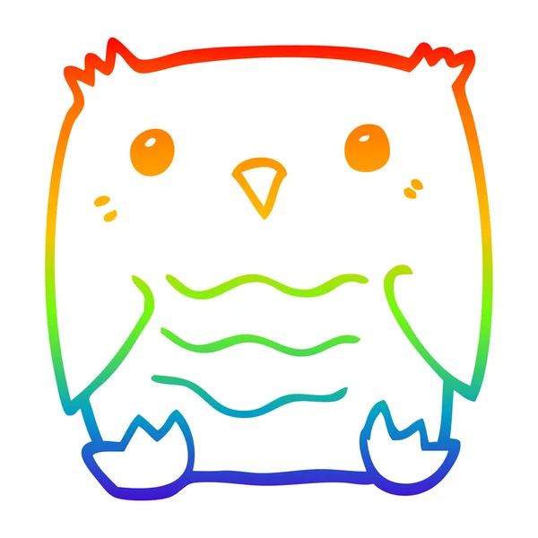 Rainbow gradient line drawing cartoon owl — Stock Vector