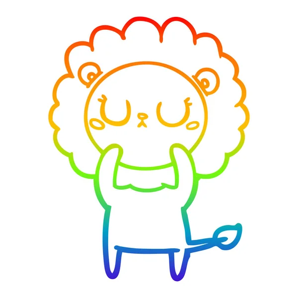 Rainbow gradient line drawing cartoon lion — Stock Vector