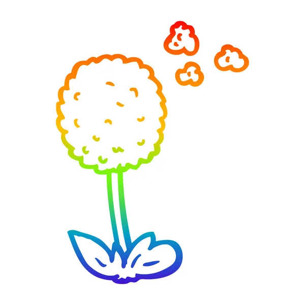 Regenboog gradiënt lijntekening cartoon bloem — Stockvector