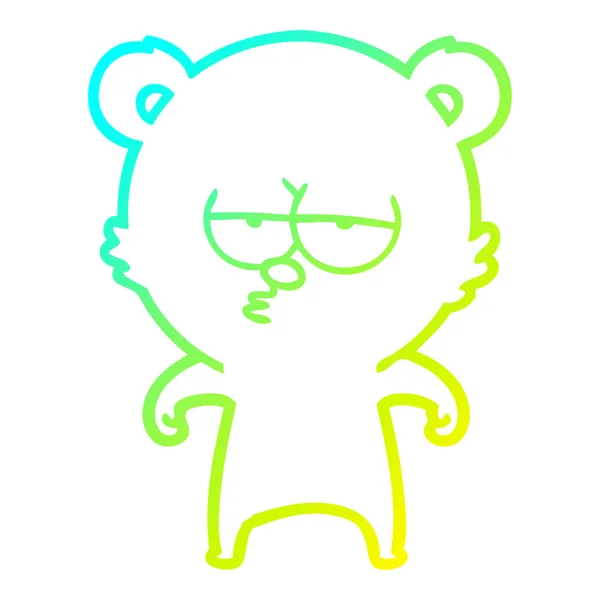 Cold gradient line drawing bored bear cartoon — стоковый вектор