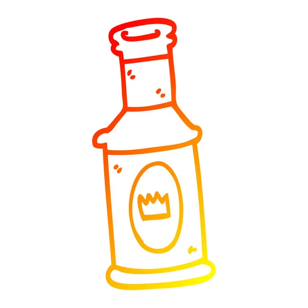 Warme kleurovergang lijntekening cartoon alcoholische drank — Stockvector