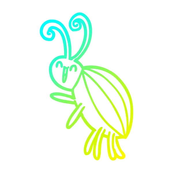 Linea gradiente freddo disegno cartone animato scarabeo felice — Vettoriale Stock