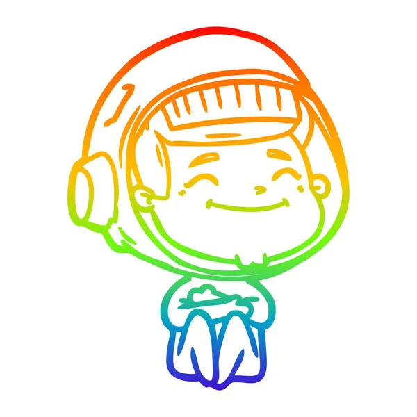 Arco iris gradiente línea dibujo feliz dibujos animados astronauta — Archivo Imágenes Vectoriales