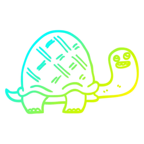 Linea gradiente freddo disegno cartone animato tartaruga felice — Vettoriale Stock