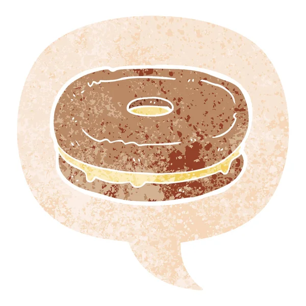 Biscuit de dessin animé et bulle de parole dans un style texturé rétro — Image vectorielle