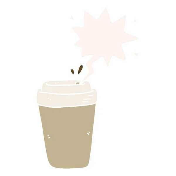 Kreslený šálek kávy a bublina řeči v retro stylu — Stockový vektor