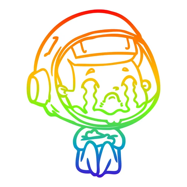 Arco iris gradiente línea dibujo dibujos animados gritando astronauta — Archivo Imágenes Vectoriales