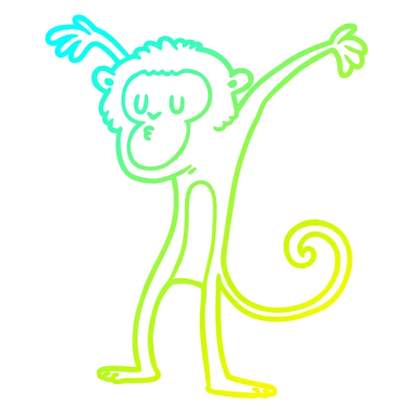 Línea de gradiente frío dibujo mono de dibujos animados — Vector de stock