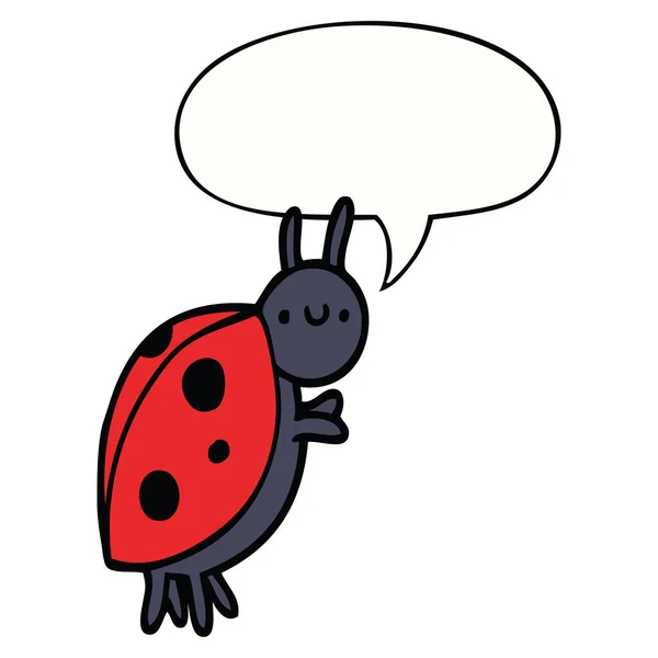 Karikatúra katicabogár és beszéd buborék — Stock Vector