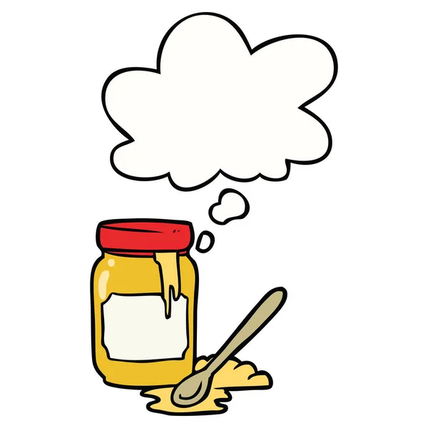 蜂蜜と思考バブルの漫画瓶 — ストックベクタ