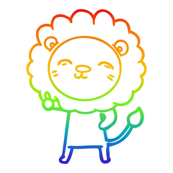 虹のグラデーションライン描画漫画ライオン — ストックベクタ