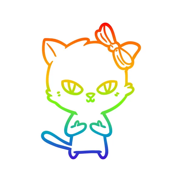 Regenboog gradiënt lijntekening cute cartoon kat — Stockvector