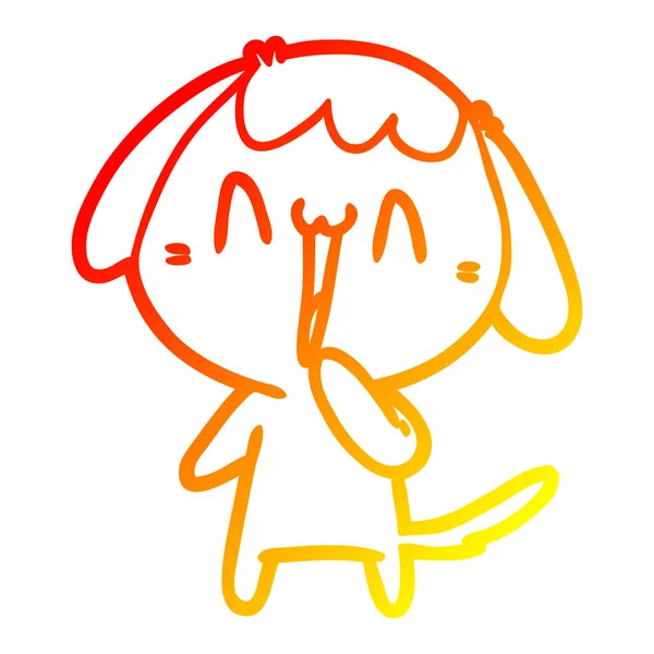 Linie de gradient cald desen animat drăguț câine — Vector de stoc