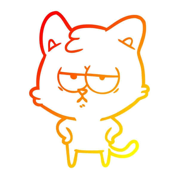 따뜻한 그라데이션 라인 그리기 지루한 만화 고양이 — 스톡 벡터