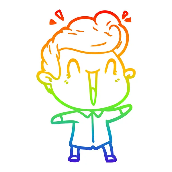 Rainbow gradient ligne dessin dessin animé excité homme — Image vectorielle