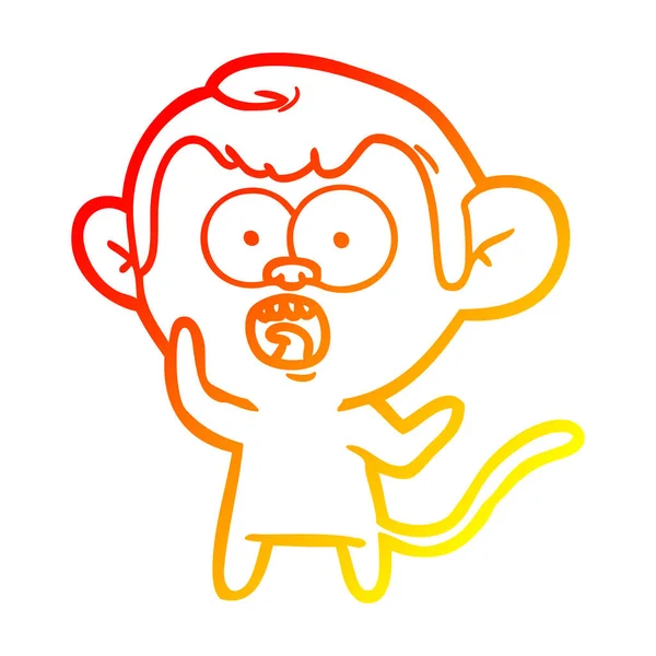 暖渐变线绘制卡通震惊猴子 — 图库矢量图片