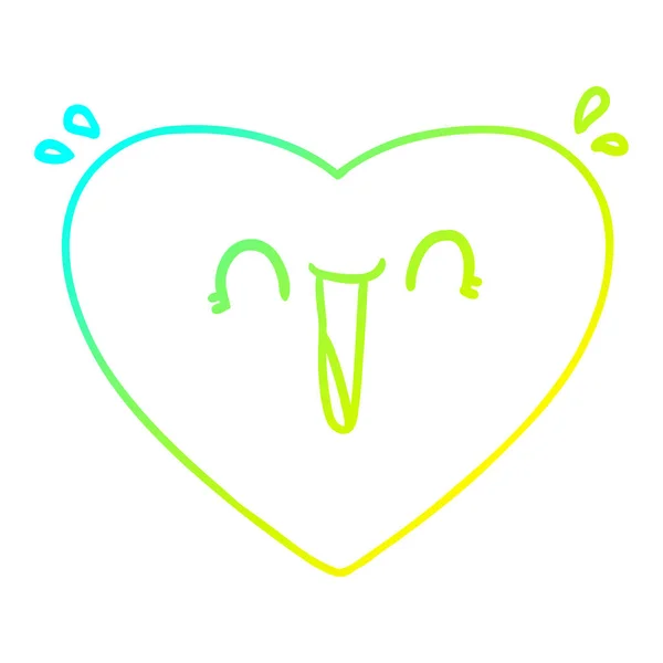 Froid dégradé ligne dessin dessin animé heureux coeur — Image vectorielle