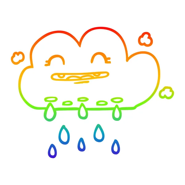 Arco iris gradiente línea dibujo dibujos animados lluvia nube — Archivo Imágenes Vectoriales