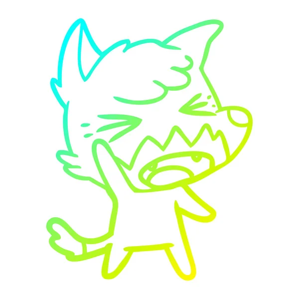 Kalte Gradientenlinie zeichnet wütenden Cartoon Fox — Stockvektor
