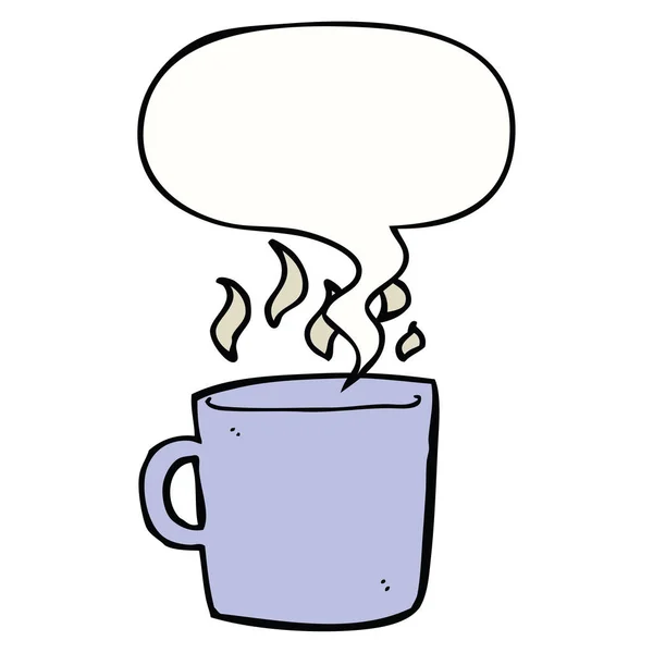 Dessin animé tasse chaude de café et bulle de la parole — Image vectorielle