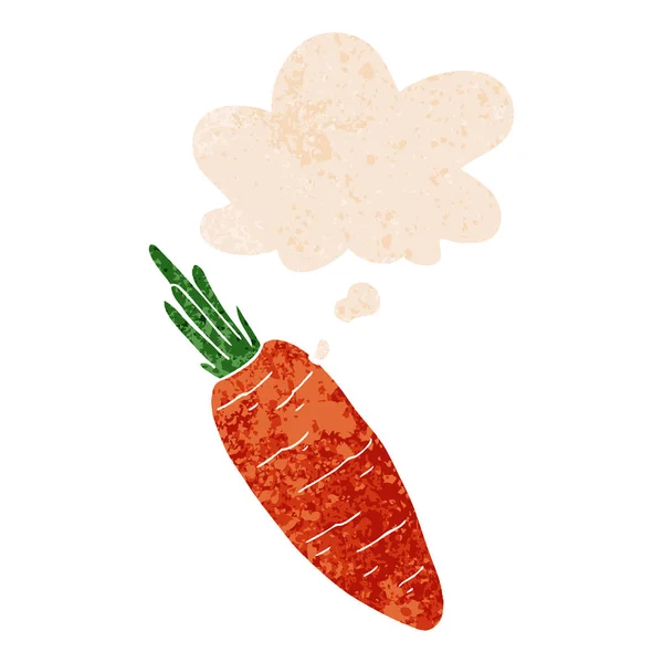 Мультяшная морковь и мыслепузырь в ретро текстурированном стиле — стоковый вектор