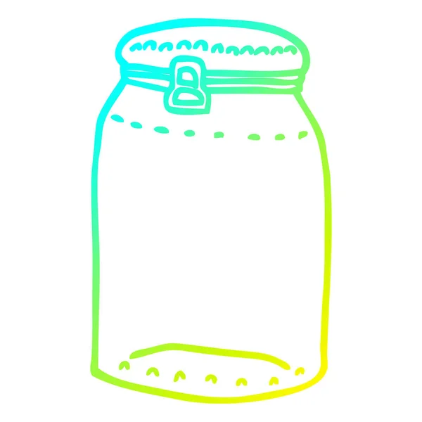 Cold gradient line drawing cartoon glass jar — Stock Vector