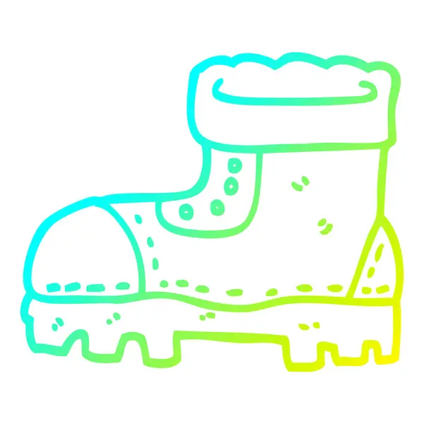 Cold gradient line drawing cartoon work boot — стоковый вектор