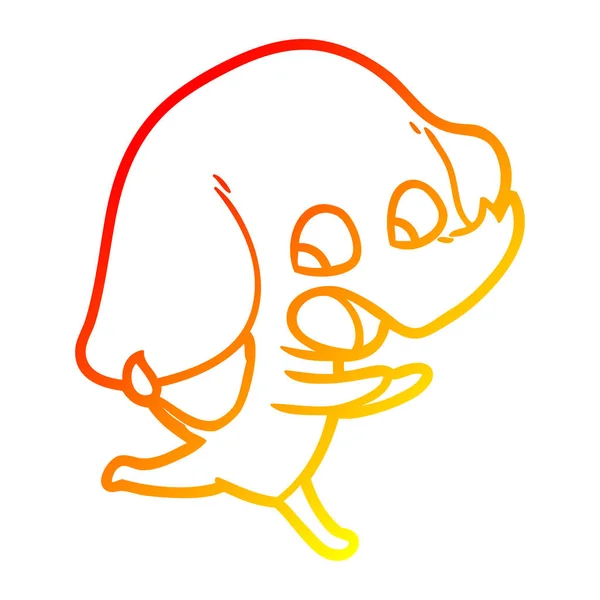 Warm gradient line drawing cute cartoon elephant — Stock Vector