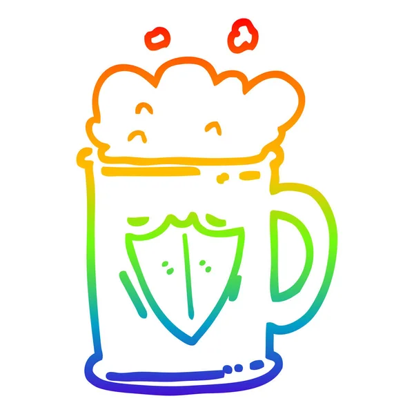 Arco iris gradiente línea dibujo dibujos animados tanque — Vector de stock