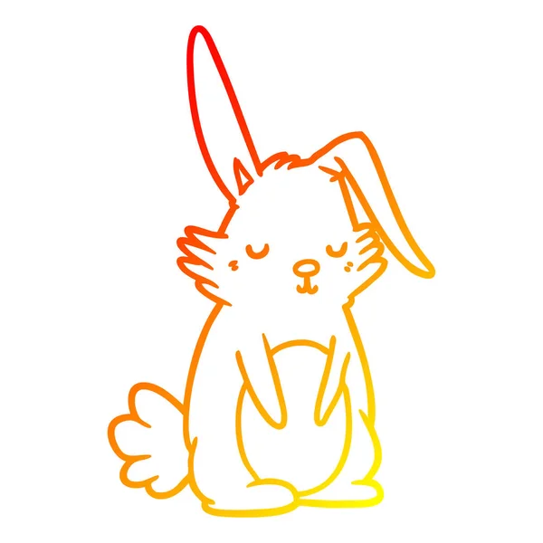 Warm gradient line drawing cartoon sleepy rabbit — Stock Vector